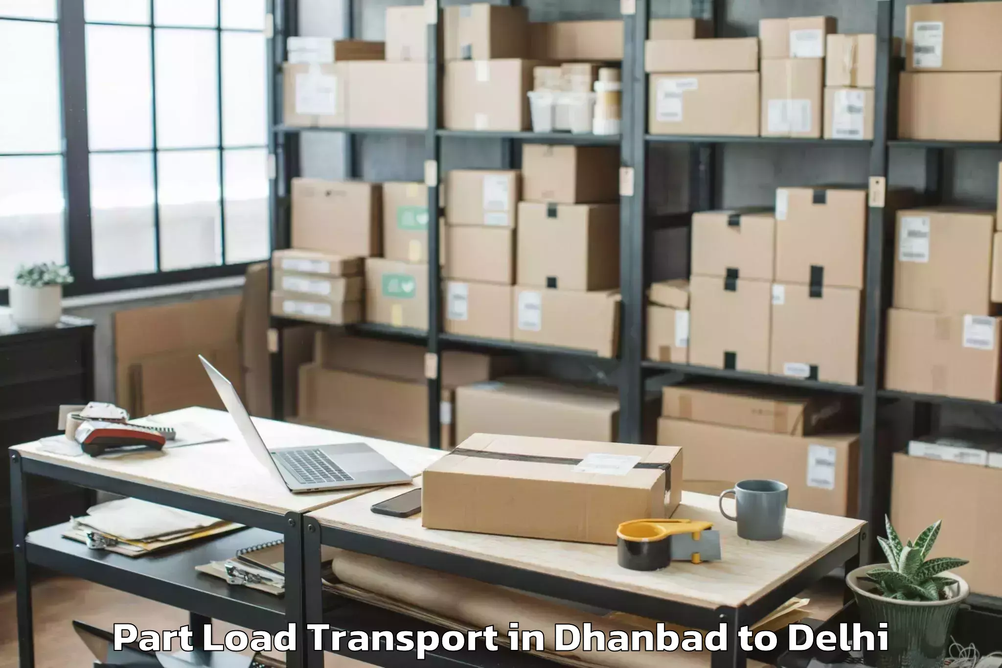 Book Dhanbad to D Mall Pitampura Part Load Transport Online